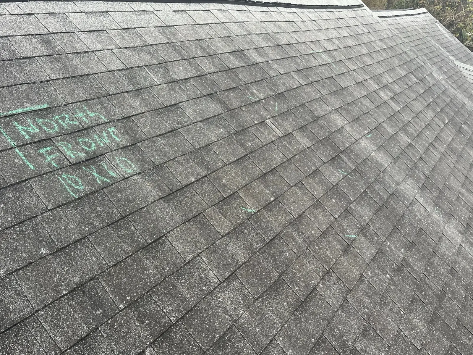 January 13. The inspection test square, chalked on the north front slope.