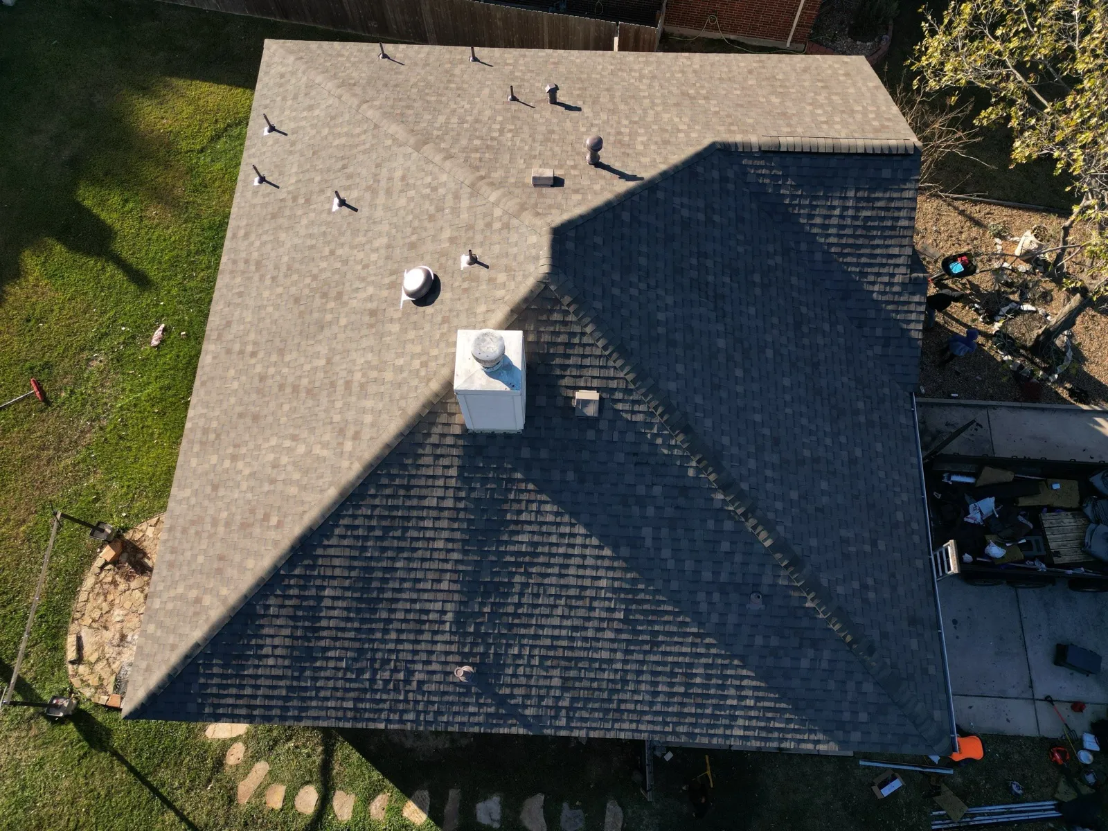 December 30. Straight down over the finished roof.