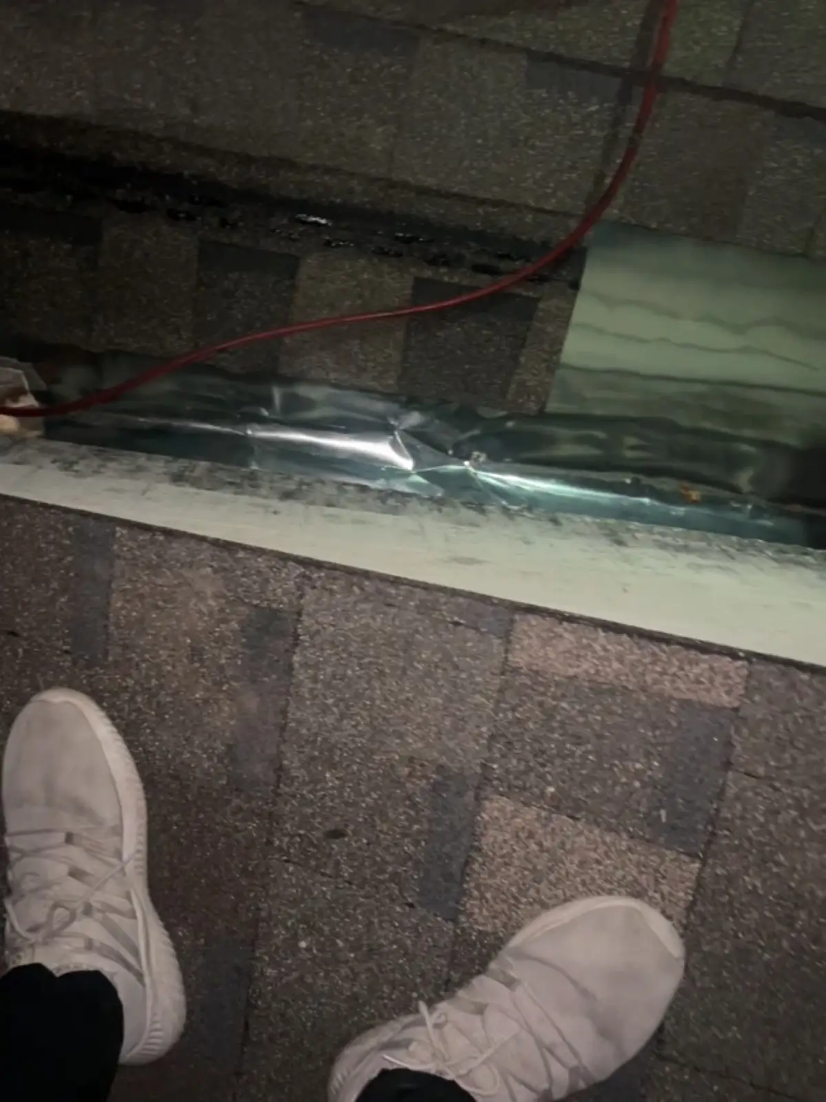 Logged November 4. New flashing metal along the roof line, checked by flashlight after dark.