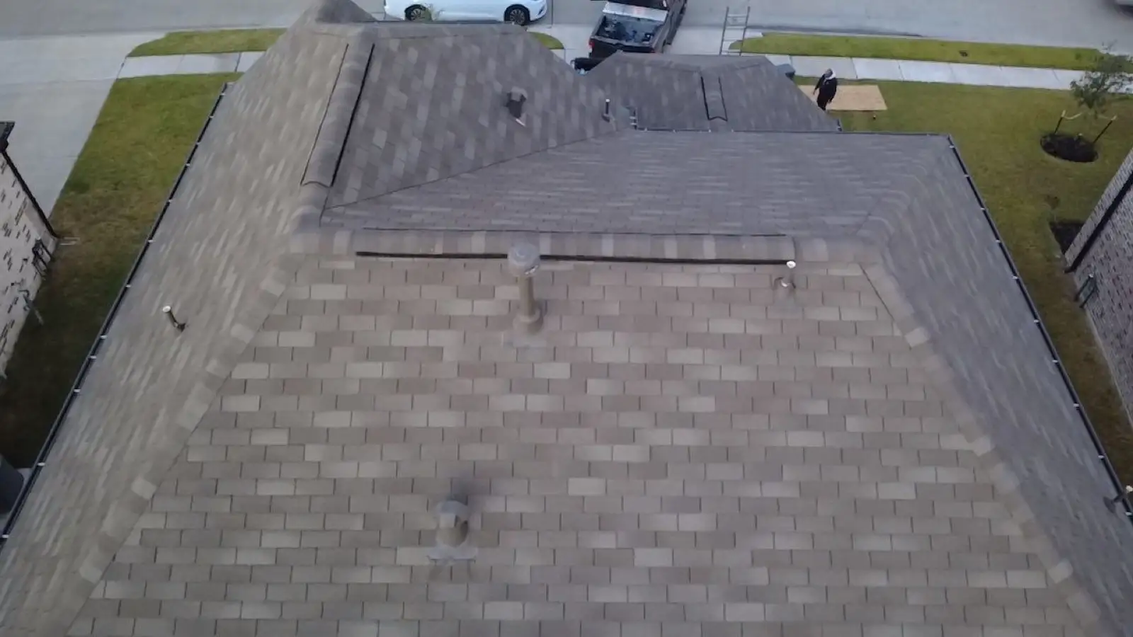 October 29. The roof before tear-off, from directly overhead.