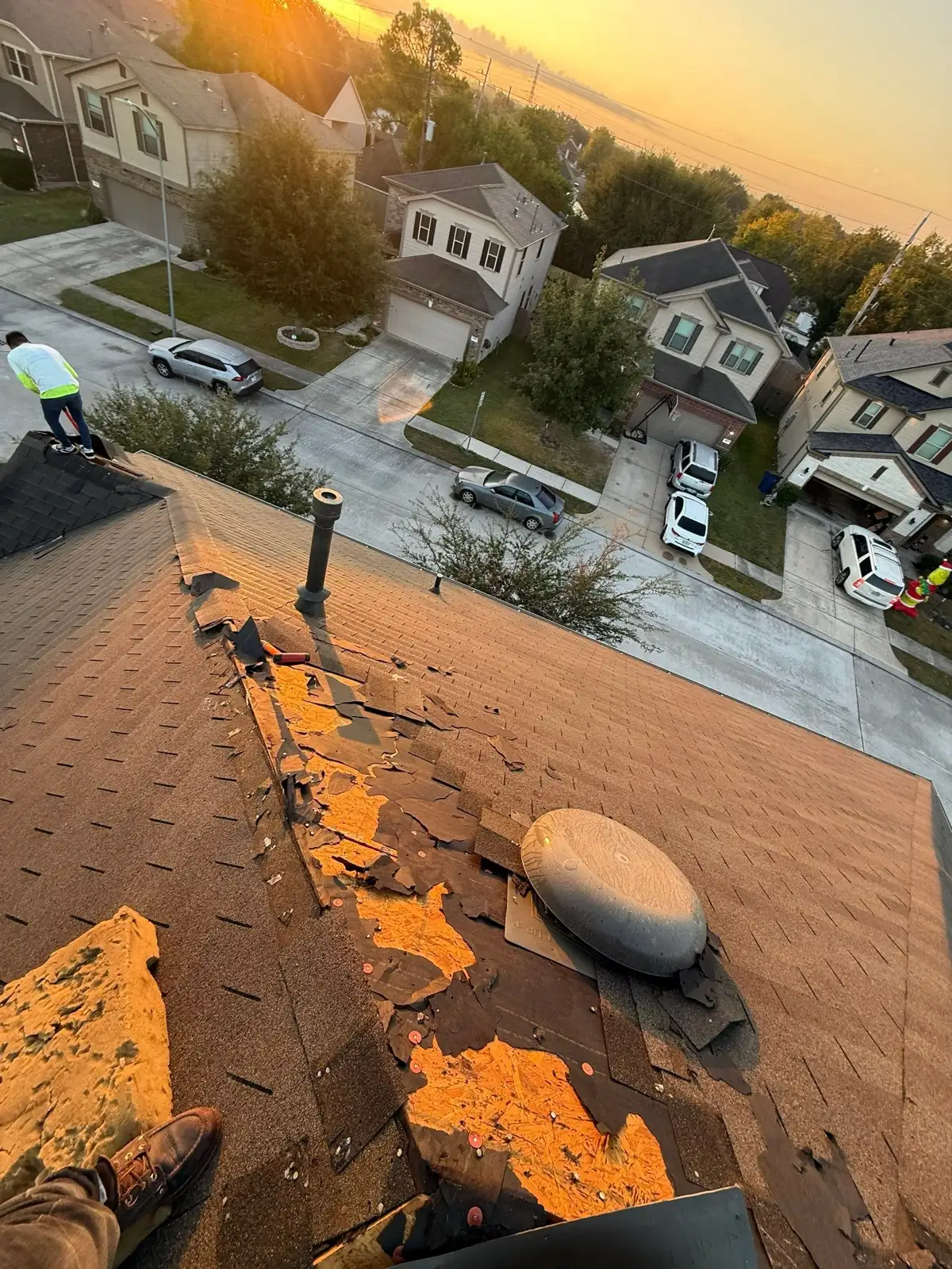 November 18. Tear-off at sunrise, the neighborhood still waking up below.