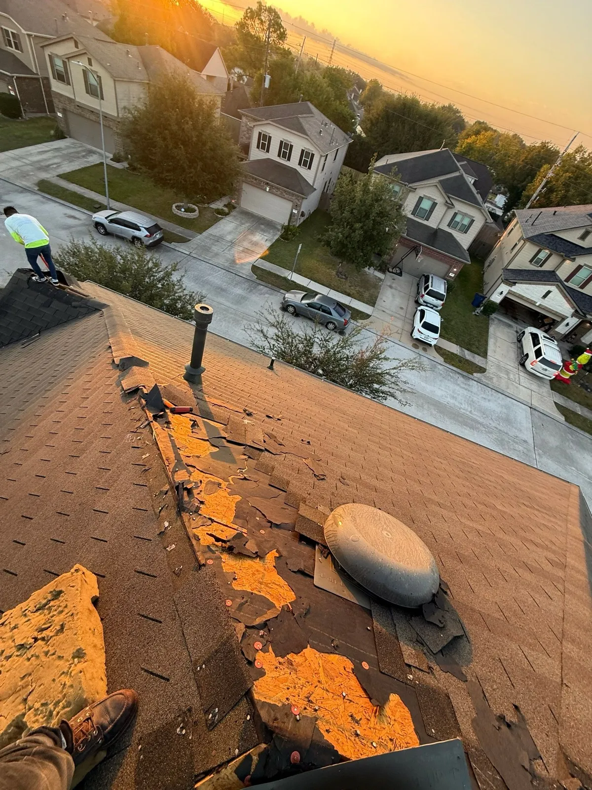 November 18. Tear-off at sunrise, the neighborhood still waking up below.